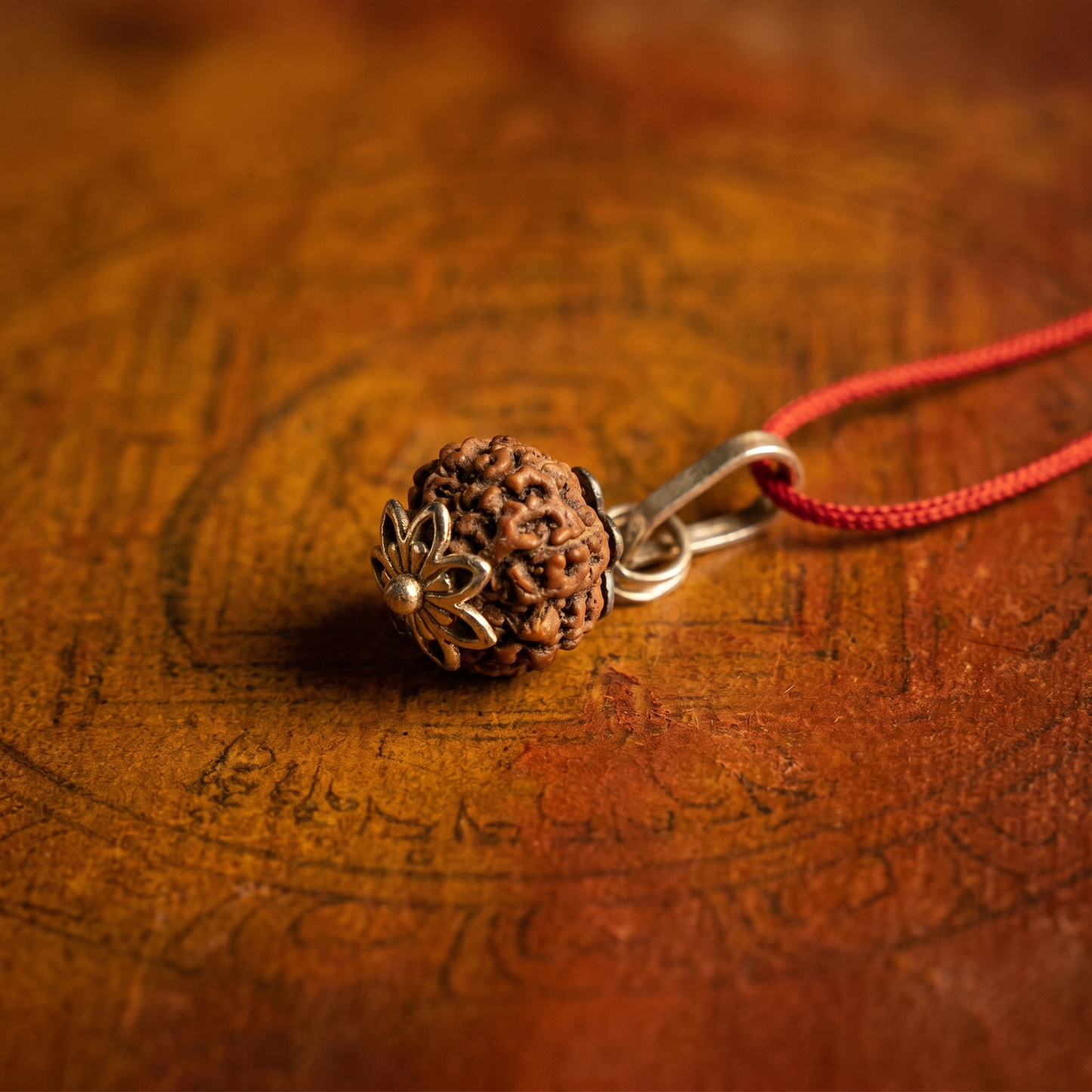 Antah Prosperity & Fortune 7 Mukhi Rudraksha - Indonesian bead close-up