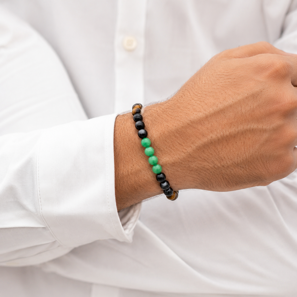 Antah Wealth Protection & Growth bracelet worn on wrist - detail