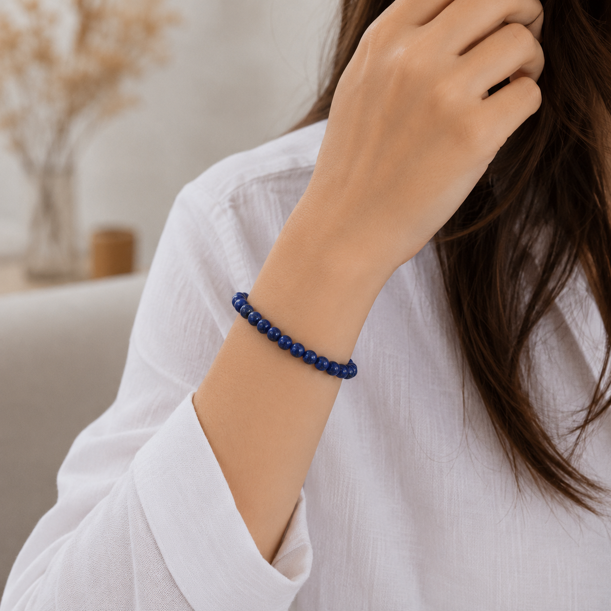 Antah Wisdom & Clarity bracelet worn on wrist - detail