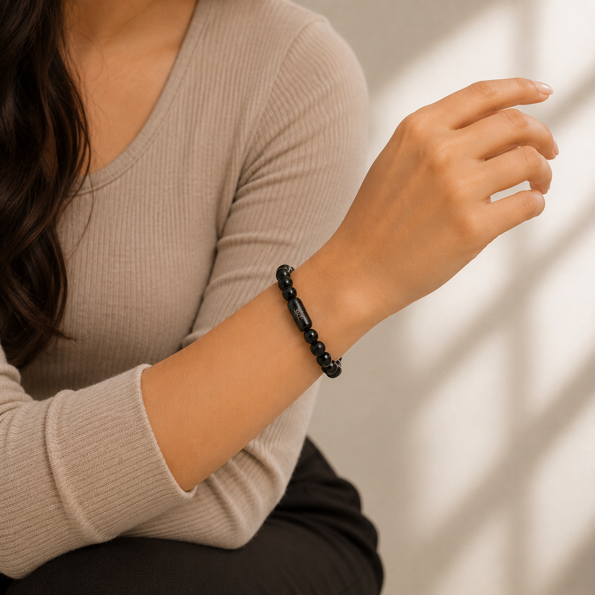 Antah Ultimate Protection bracelet worn on wrist - detail