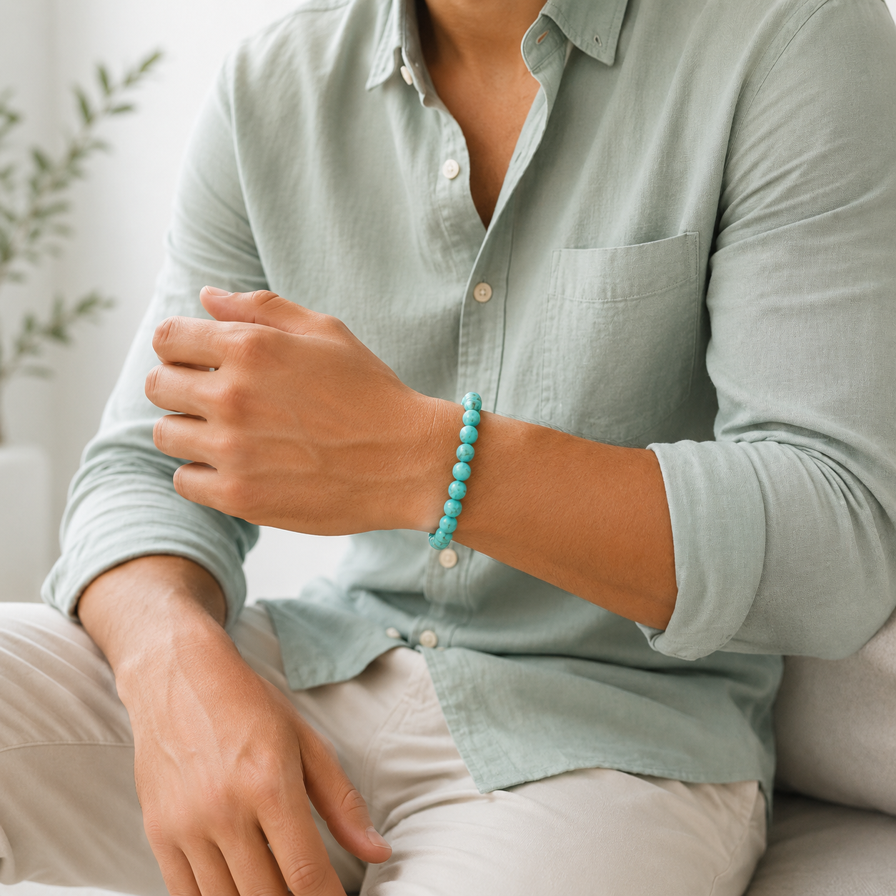 Antah Communication & Healing bracelet worn on wrist - detail