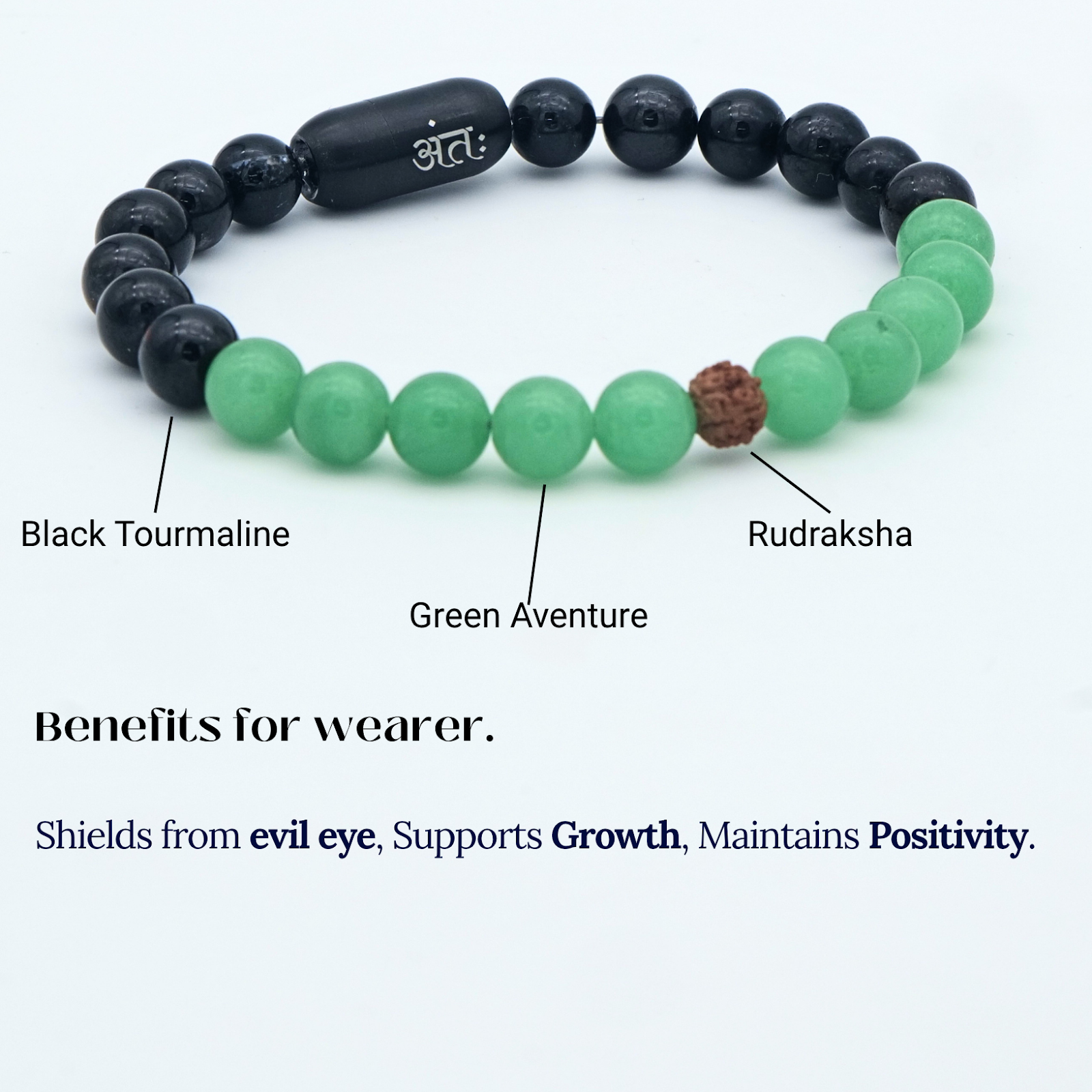 Antah Nazar Protection & Growth Rudraksha bracelet - stones and benefits