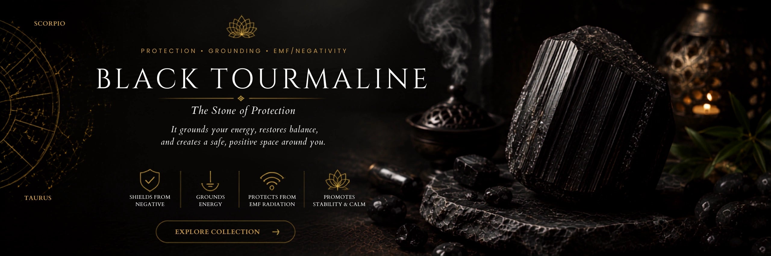 Black Tourmaline collection banner (desktop)