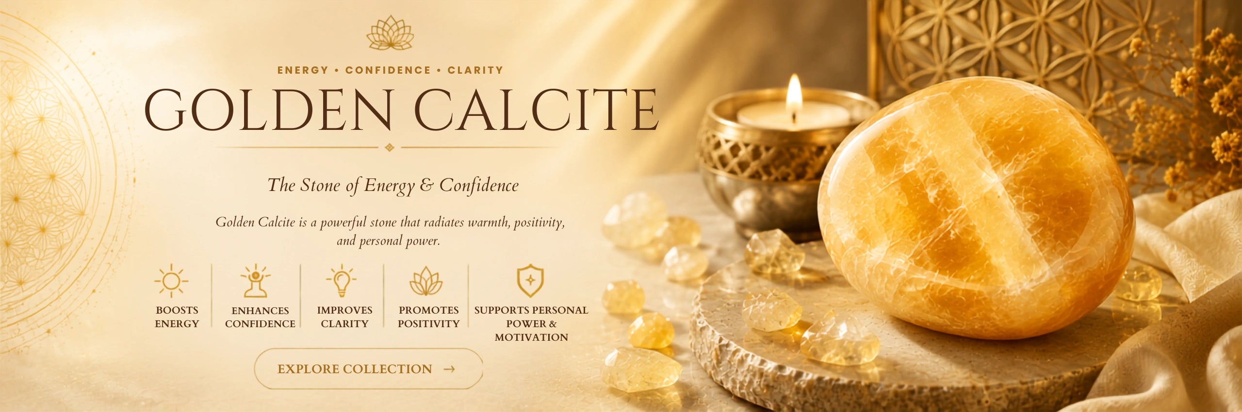 Golden Calcite collection banner (desktop)