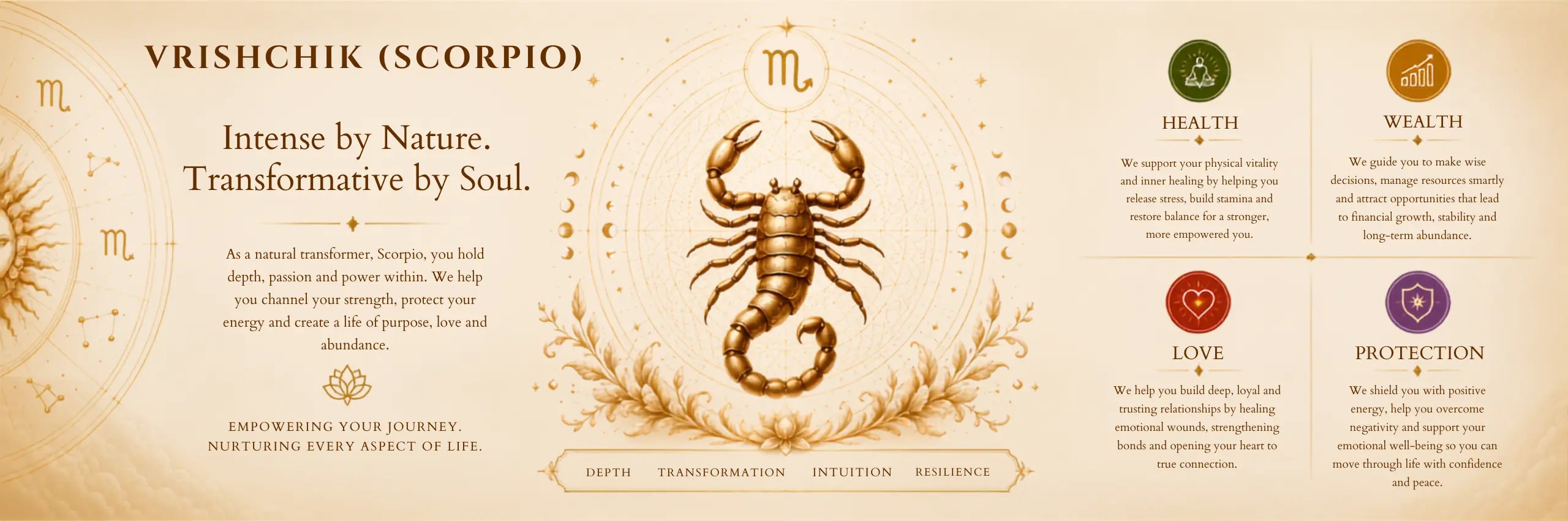 Vrishchik Rashi (Scorpio) collection banner (desktop)