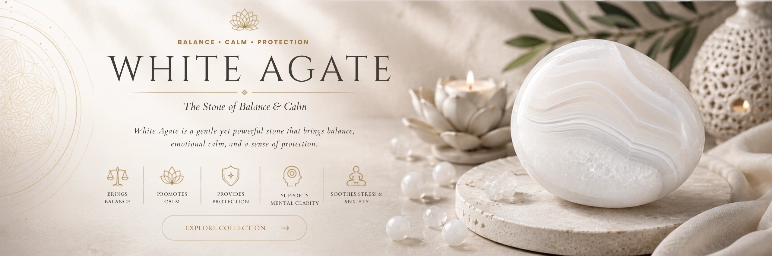 White Agate collection banner (desktop)
