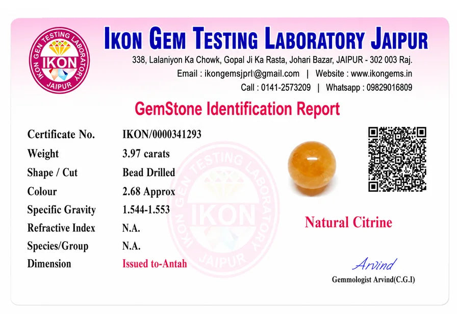 Citrine lab certificate preview