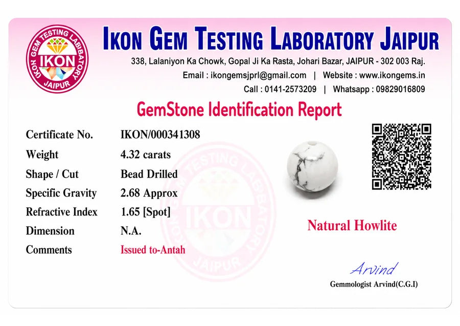 Howlite lab certificate preview