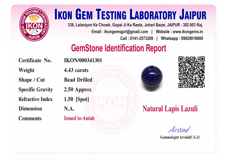 Lapis Lazuli lab certificate preview
