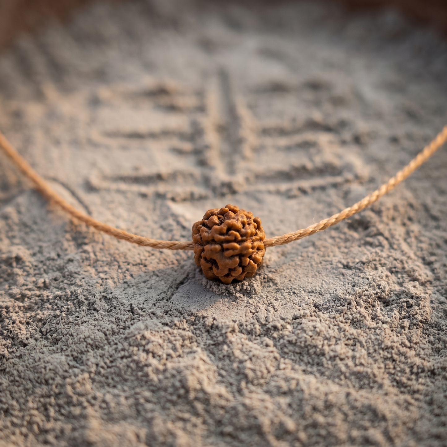 Antah Spiritual Protection 5 Mukhi Rudraksha - Indonesian bead close-up